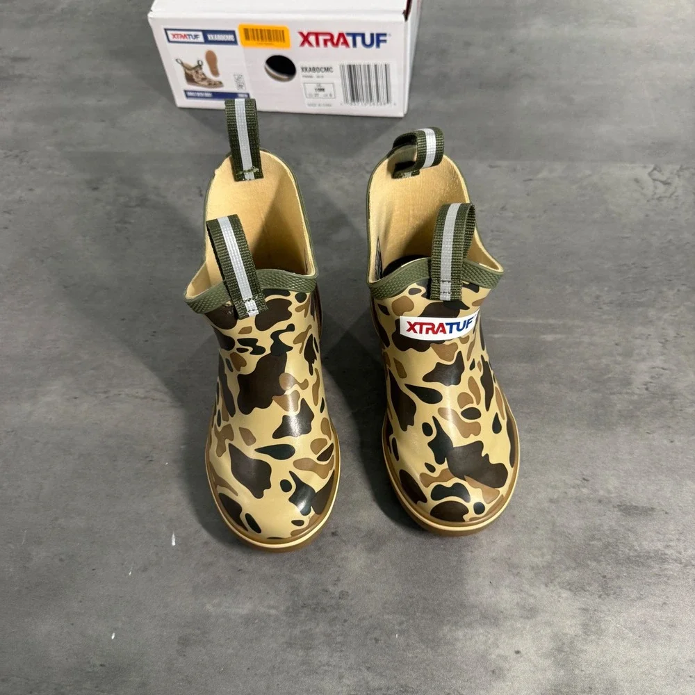 XTRATUF Ankle Deck Boot Little Kids 10M Duck Camo Brown Waterproof Rain XKABDCMC